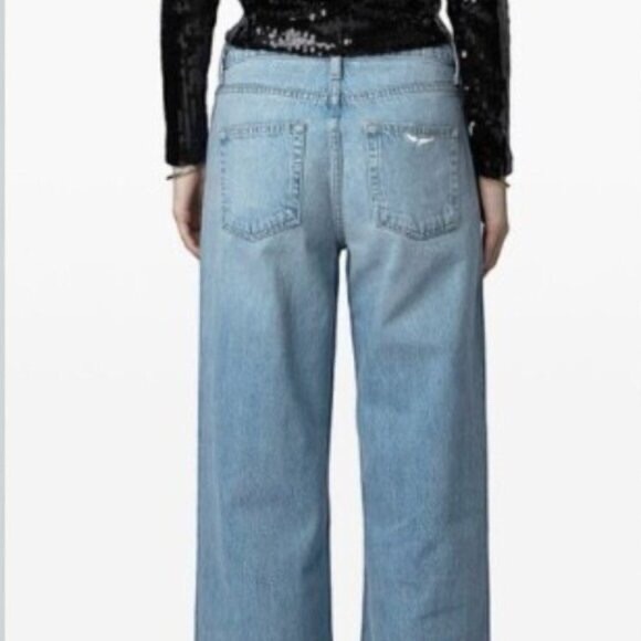 ZADIG & VOLTAIRE WHITNEY RELEASE WIDE LEG  MID RISE JEANS SIZE 27 NWT - Picture 3 of 8